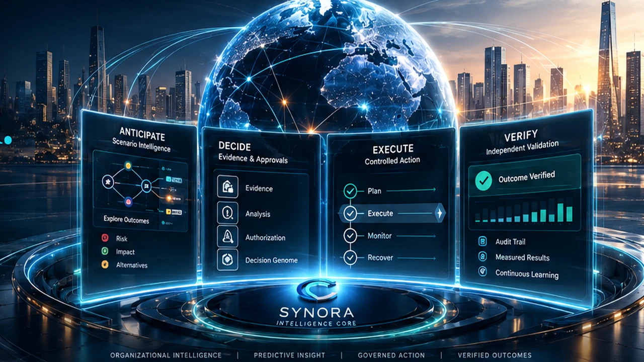 Ceryvra futuristic connected intelligence vision with digital globe and enterprise systems